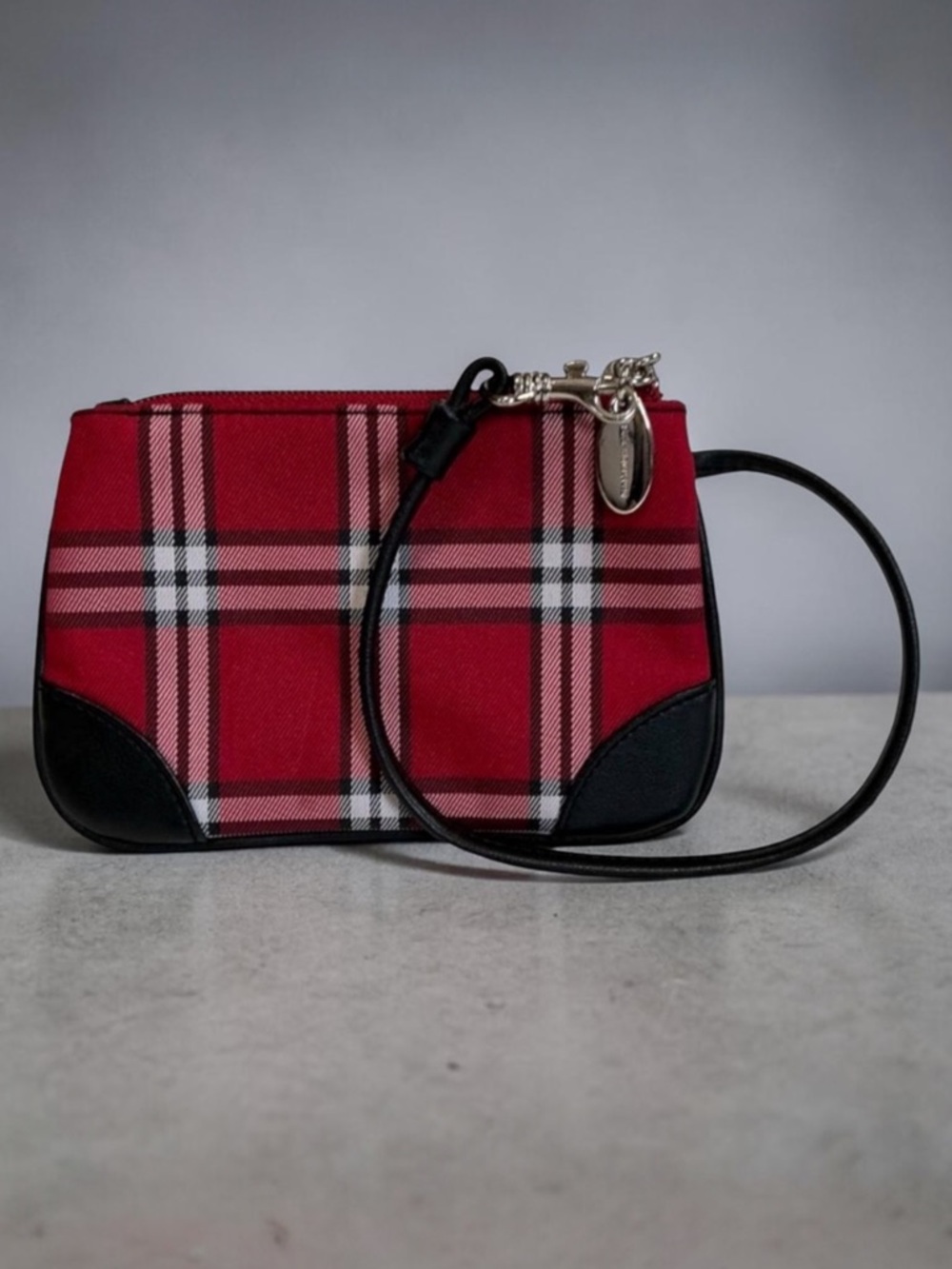 Liz Claiborne Black & Red Plaid Wristlet